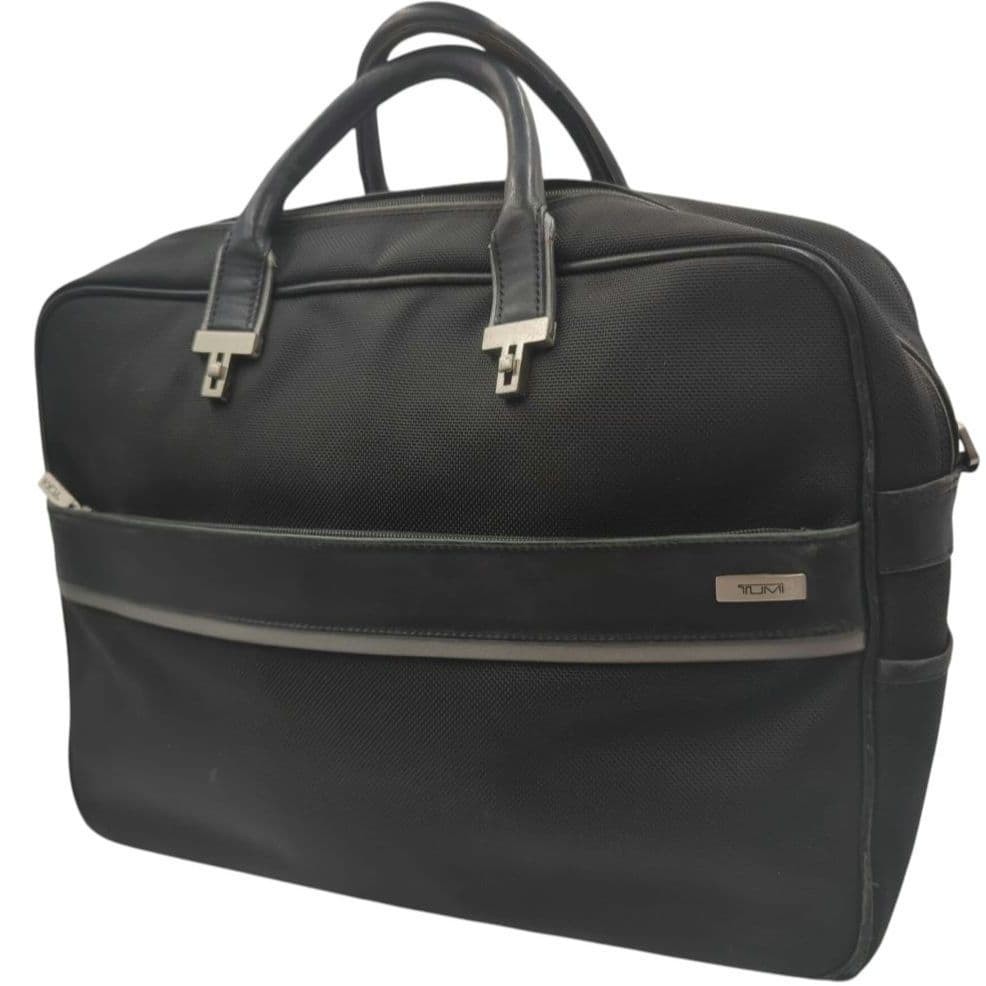 TUMI Business Boston Bag Leather Durable Used 32cm x 40cm x 12cm