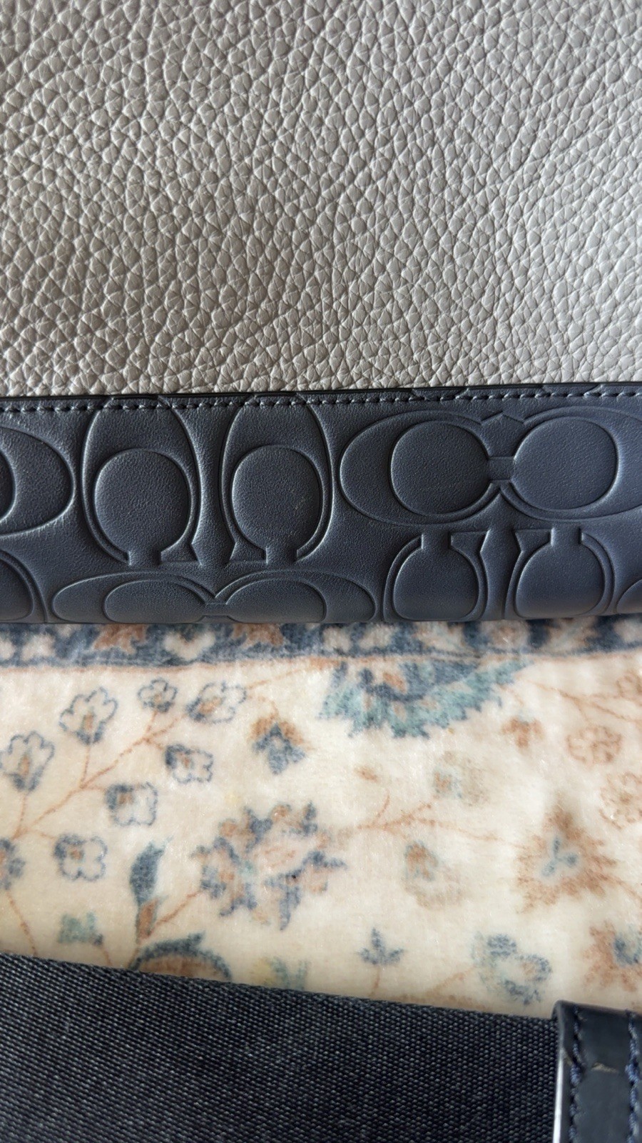 Coach Metropolitan Portfolio Briefcase Bag Gray Blue Navy Pebbled Leather $595