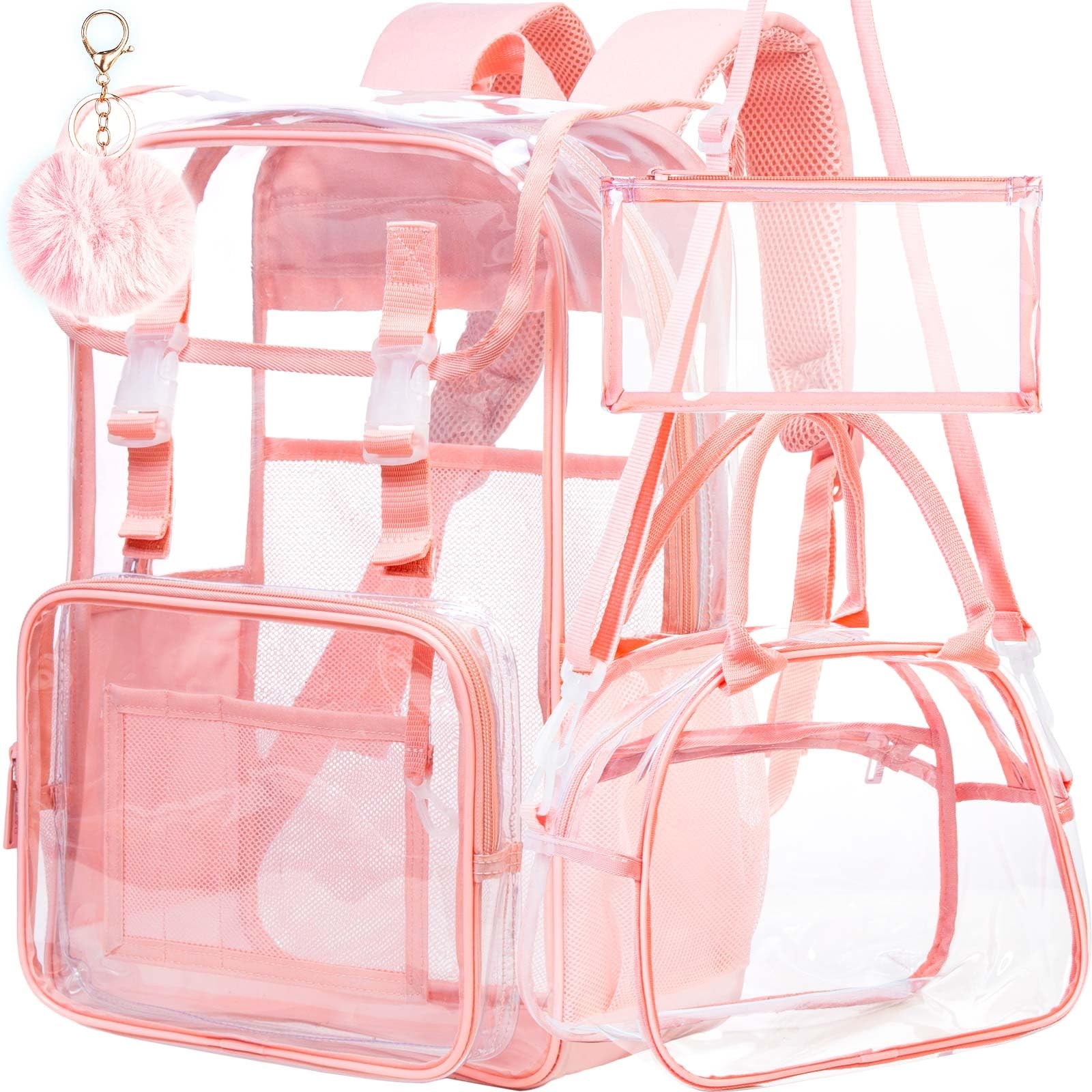 Clear Backpack, Stadium Approved Transparent Bookbag for Girls Boys, Heavy Du…