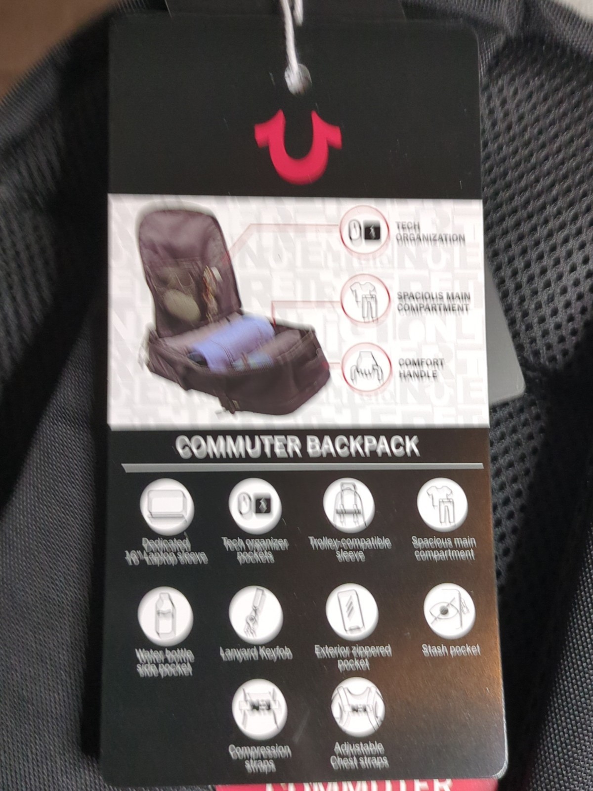 True Religion Commuter Backpack Dome Style Black Brand New with Tags TR105081
