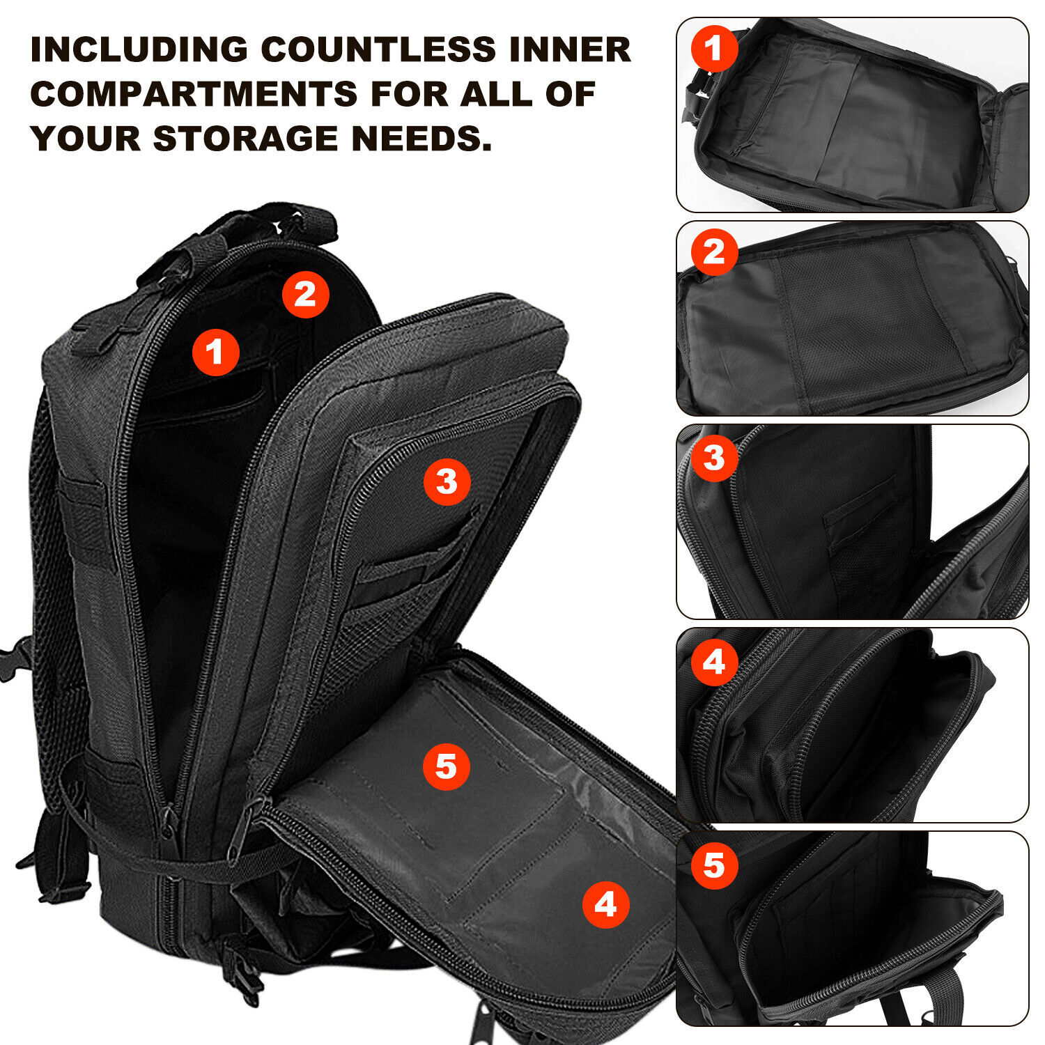 30L Outdoor Military Tactical Backpack Rucksack Camping Hiking Travel Bag Black