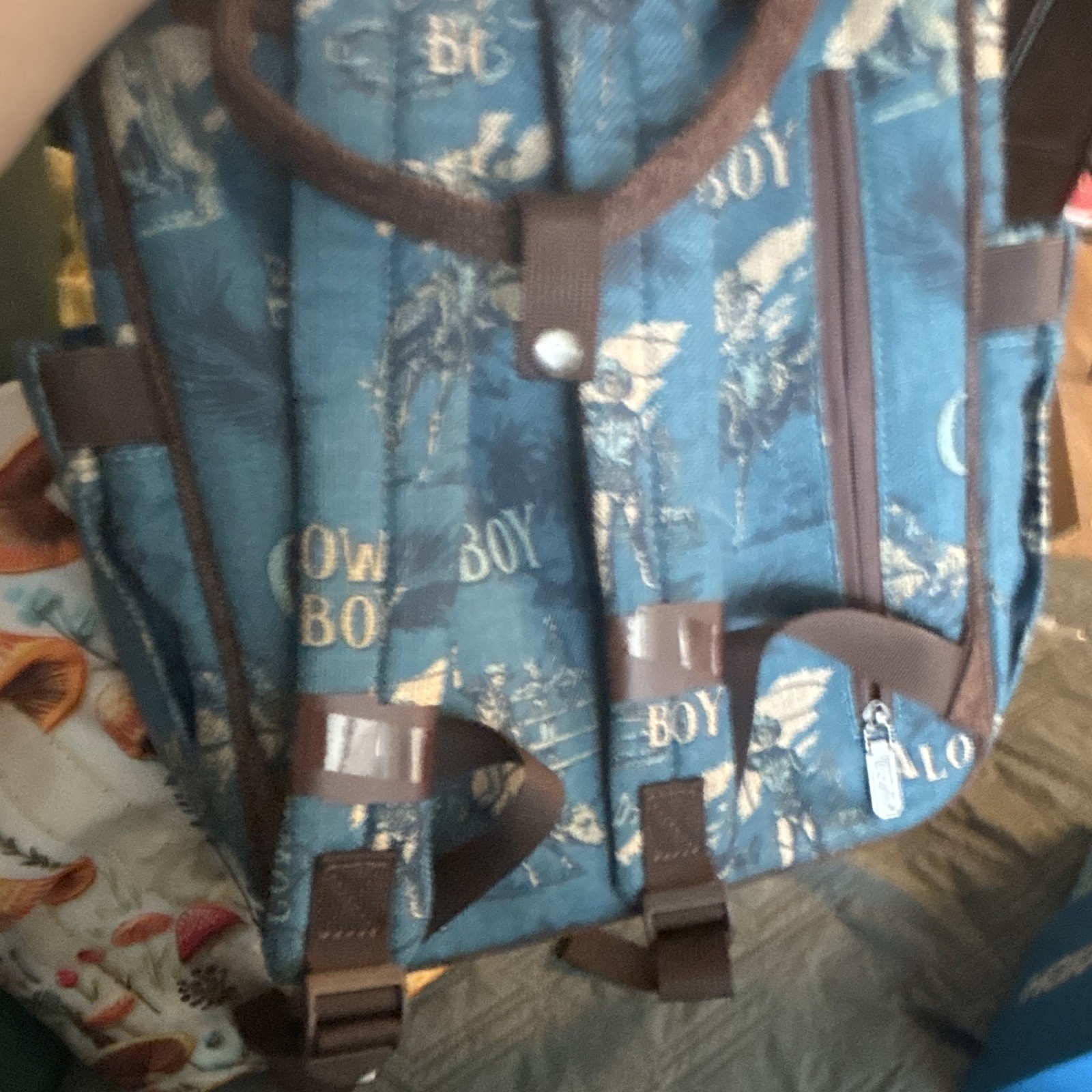 Wrangler Vintage Retro Cowboy Backpack Zip Closure Blue/Brown One Size Unisex
