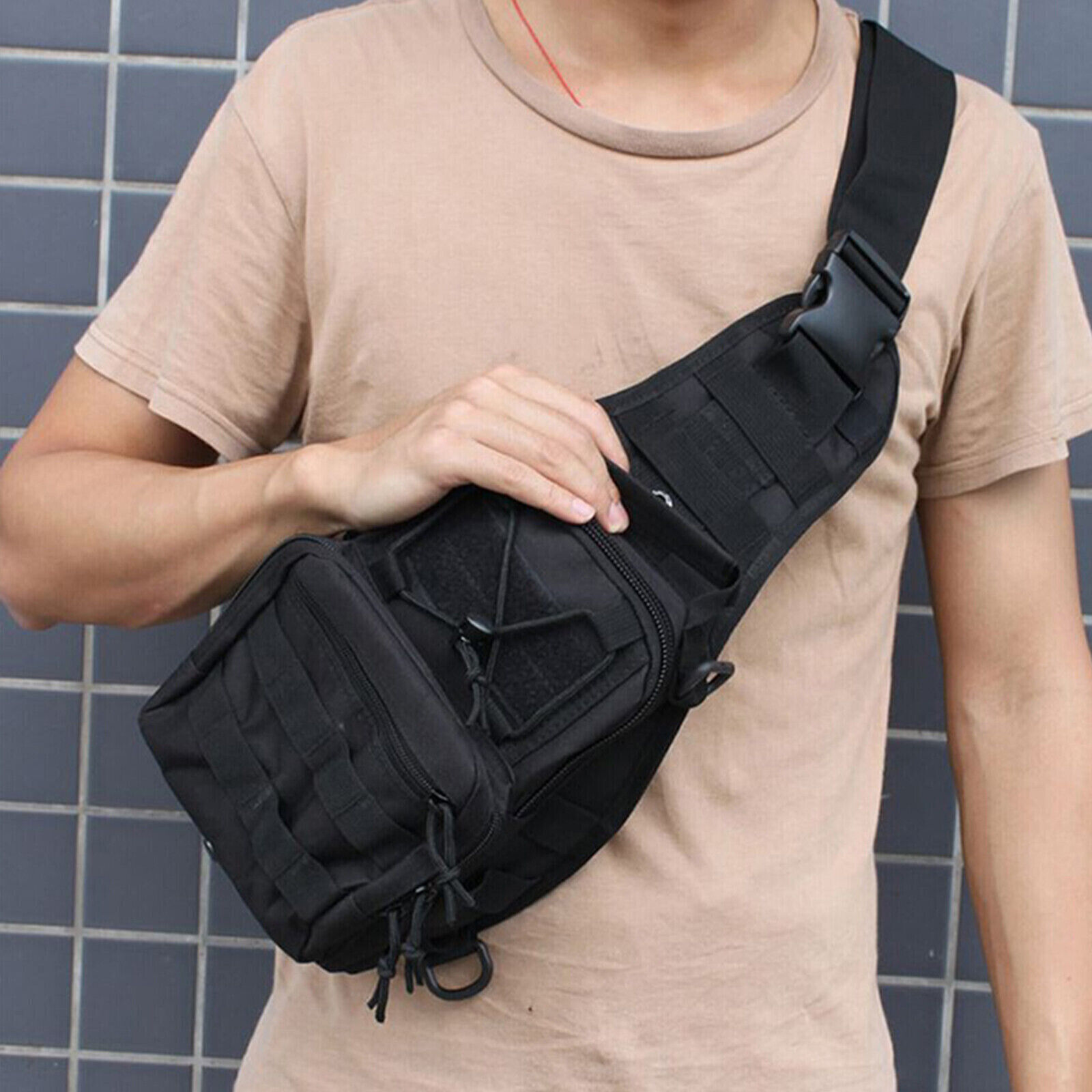 Outdoor Mens Backpack Tactical Sling Shoulder Bag Molle Travel Chest Pack Hiking