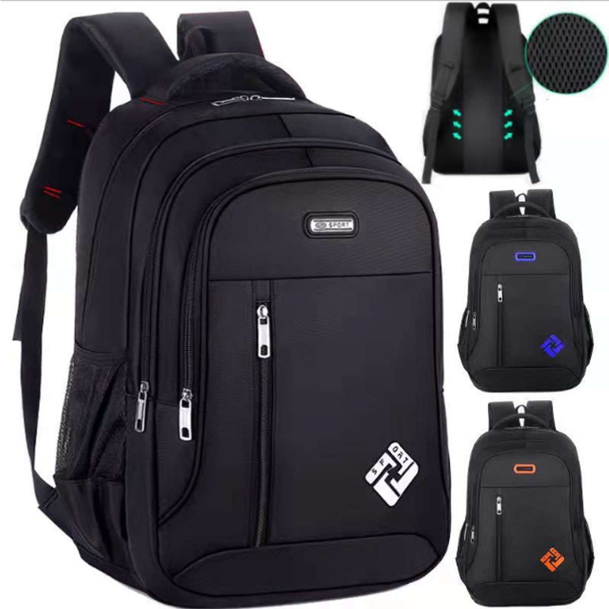 17″ Oxford Anti-theft Laptop Backpack Travel Business Shool Book Bag w USB Port