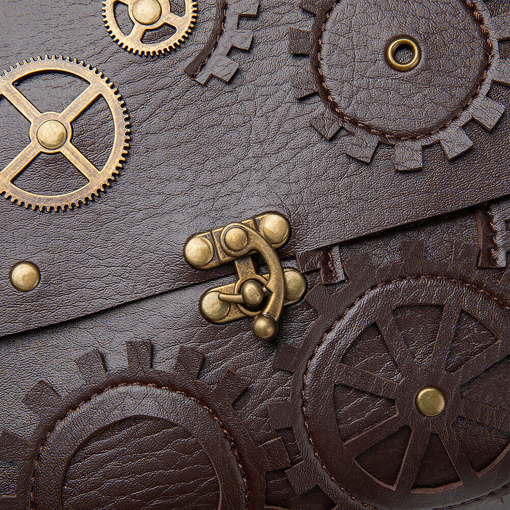 GEARDUKE Men Women Gothic Steampunk Crossbody Shoulder Messenger Leather Bag