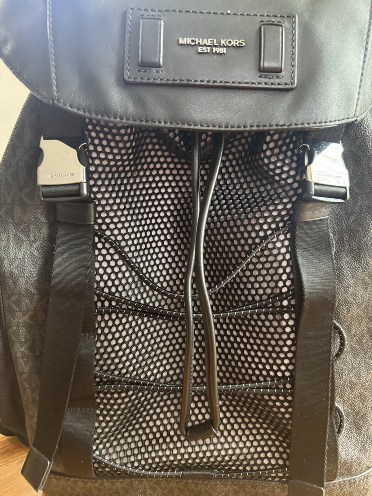 Michael Kors Black Sport Men’s Backpack Drawstring Pockets Adjustable Strap