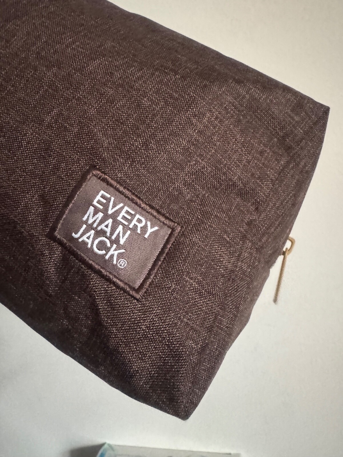 EVERY MAN JACK brown toiletry zip pouch Dopp kit polyester 10”x5” x4”