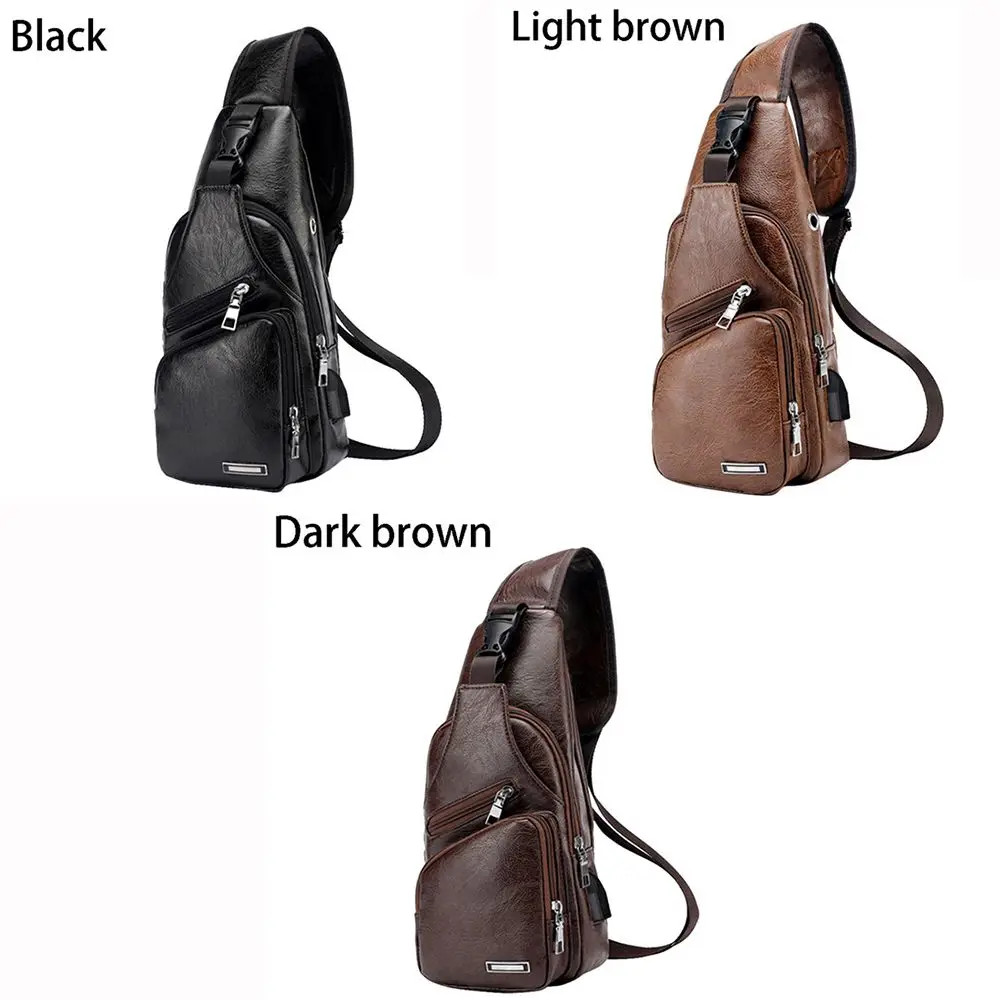 Cable de datos USB, bolso de pecho de carga, bolso de hombro informal de moda, P