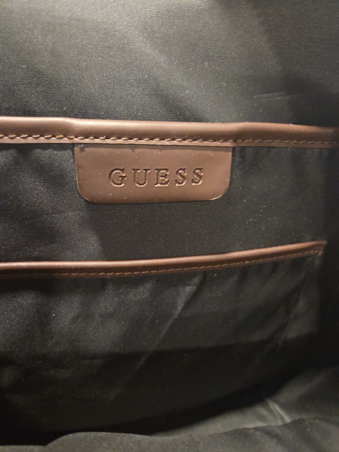 Guess Mens Backpack Bag Monogram Travel Adjustable Strap Zipper Brown