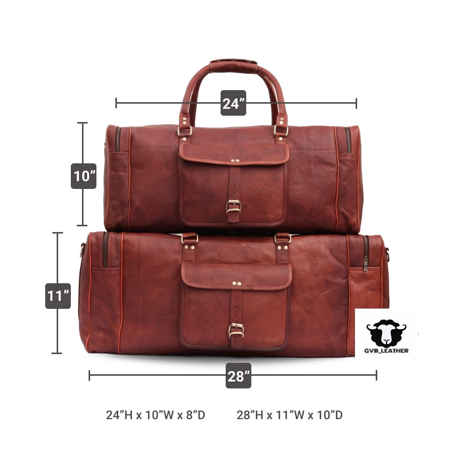 11X11X30 inch Leather Overnight Bag Travel Duffle Gym Men Weekend Mens Luggage