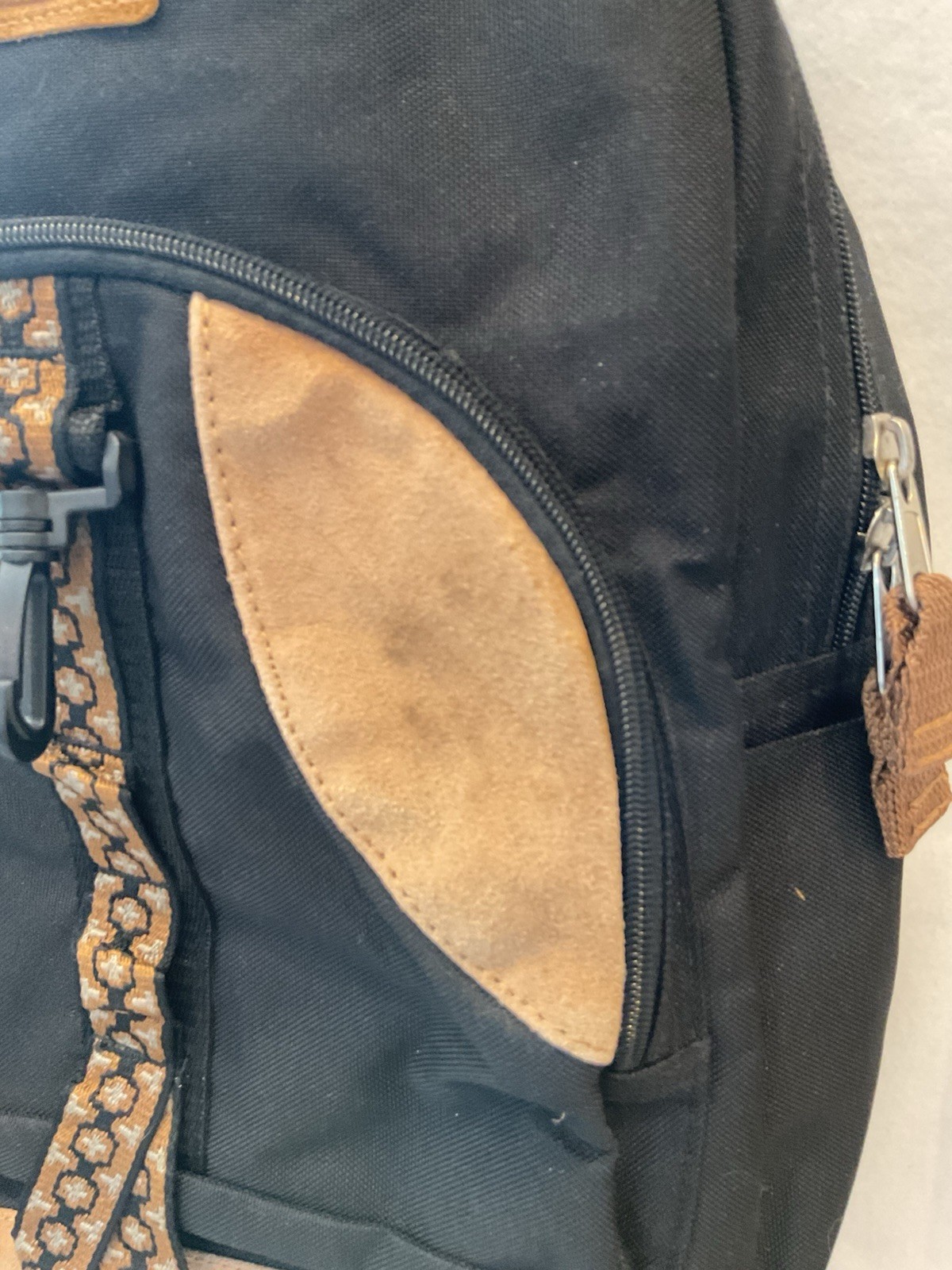 NOS NWT Vintage Basic Editions Canvas Suede Leather Backpack READ
