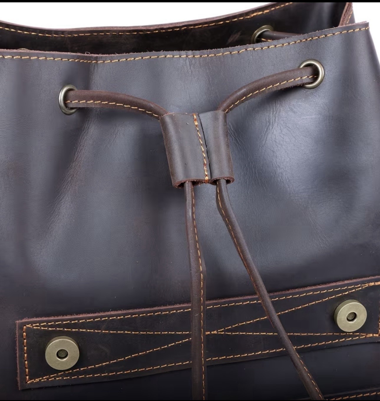 Brown Backpack – Drawstring & Buckle Closure, Adjustable Strap, Outer Pockets