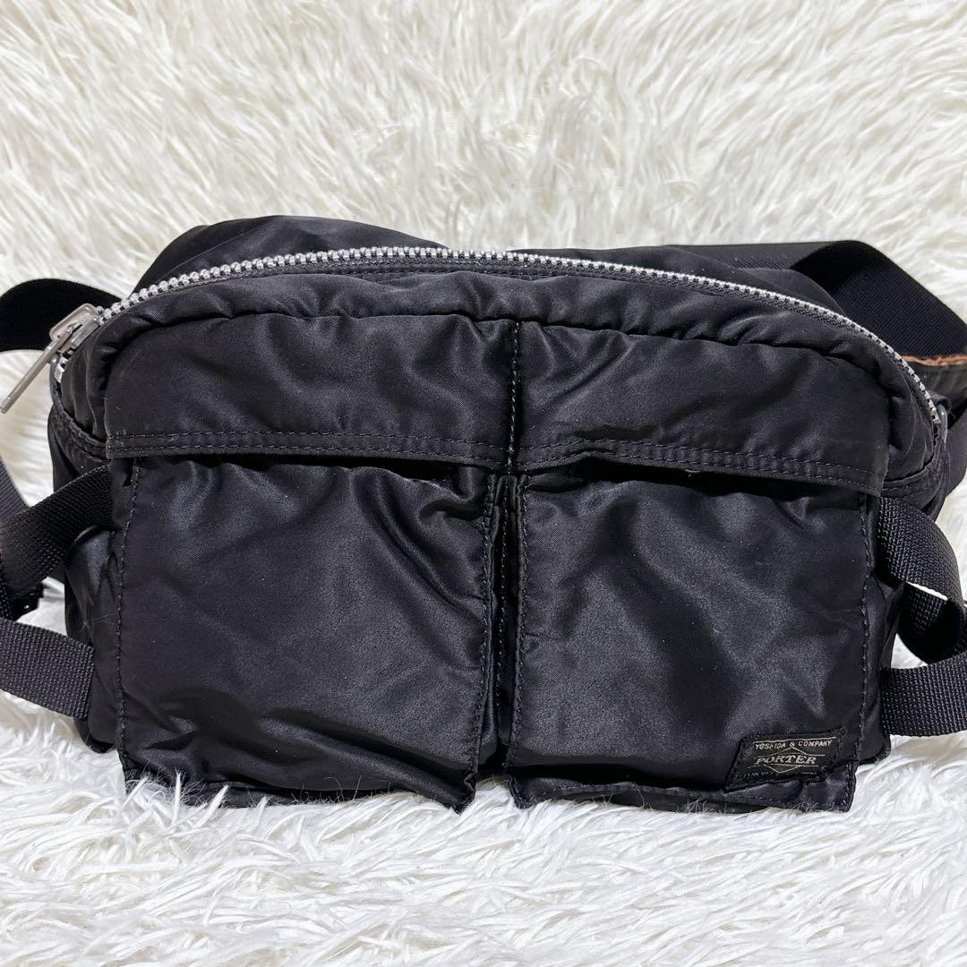 Authentic Porter Yoshida Kaban TANKER 2-Way Shoulder Bag Black Nylon 16cm x 27cm