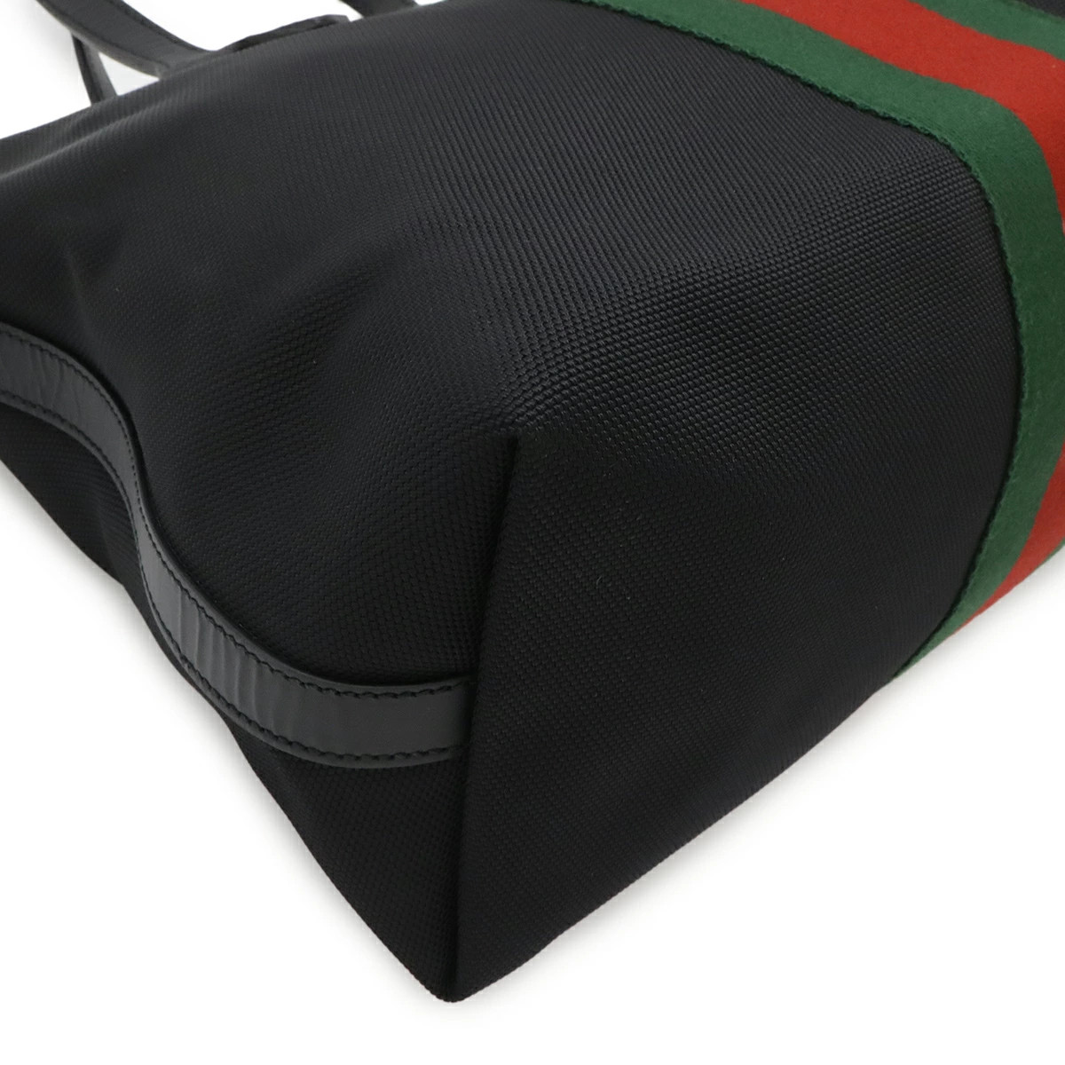 Gucci Web Sherry Line Stripe Tote Bag 2WAY Shoulder Nylon Canvas
