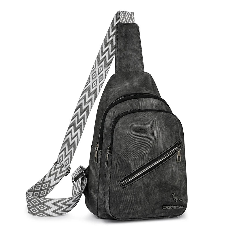 PU Leather Chest Bag Small Waist Bag Adjustable Guitar Strap Crossbody Sling Bag