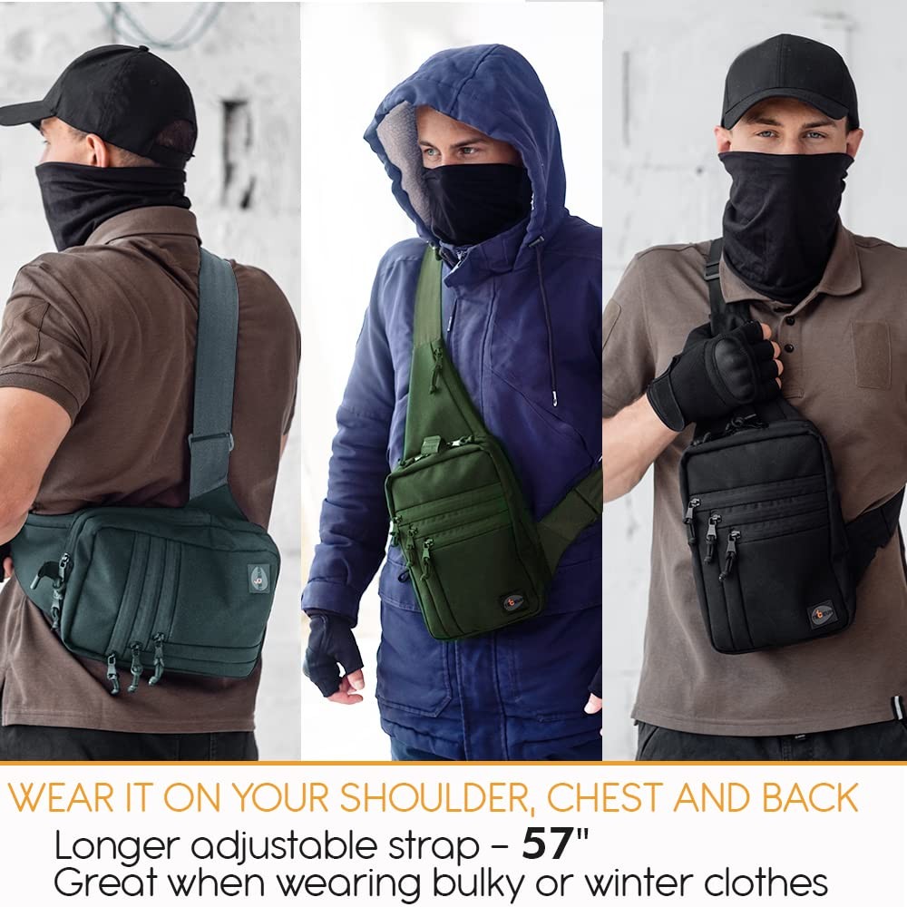 Tactical Compact Sling Bag – CCW for Everyday – For R&L Hand – Shoulder Cross…