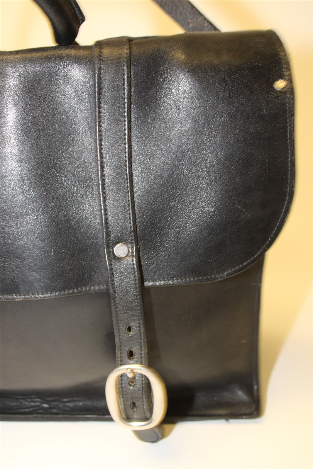 Premium Thick Leather Hand Crafted Large Black Messenger Bag