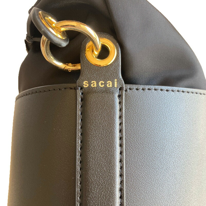 SACAI Leather S Basket Bag Shoulder Bag S096-02 001/Black unisex