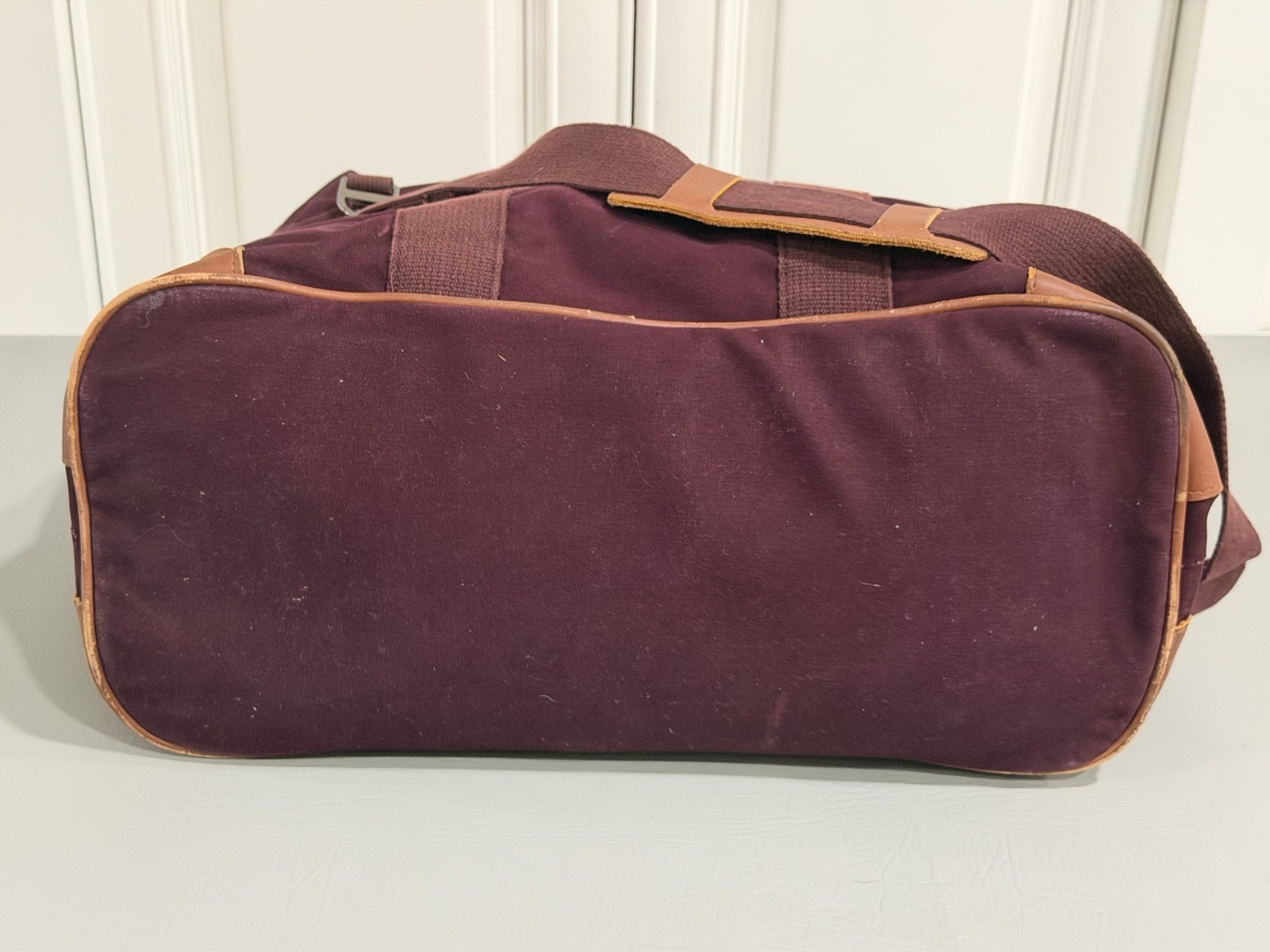 Lands End Bag Heavy Canvas Leather Duffle Deluxe Square Rigger Burgundy USA