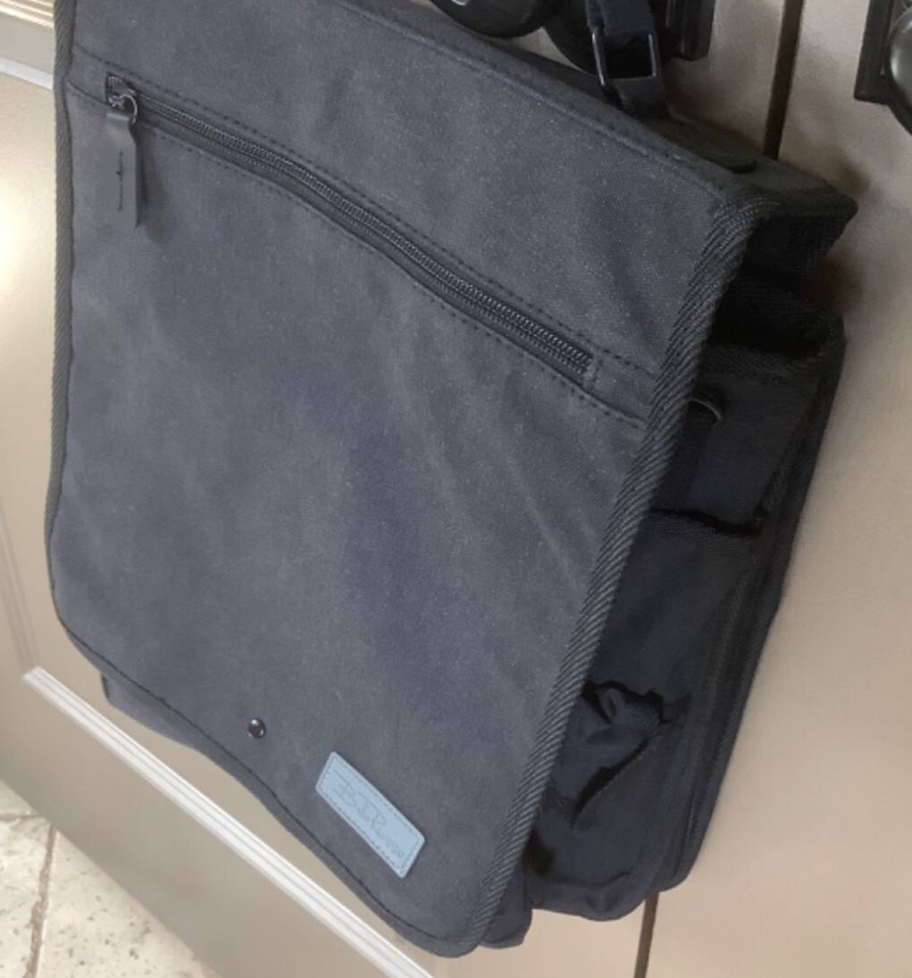 Bella Russo Messenger Travel Bag 14″ Black Canvas (New)