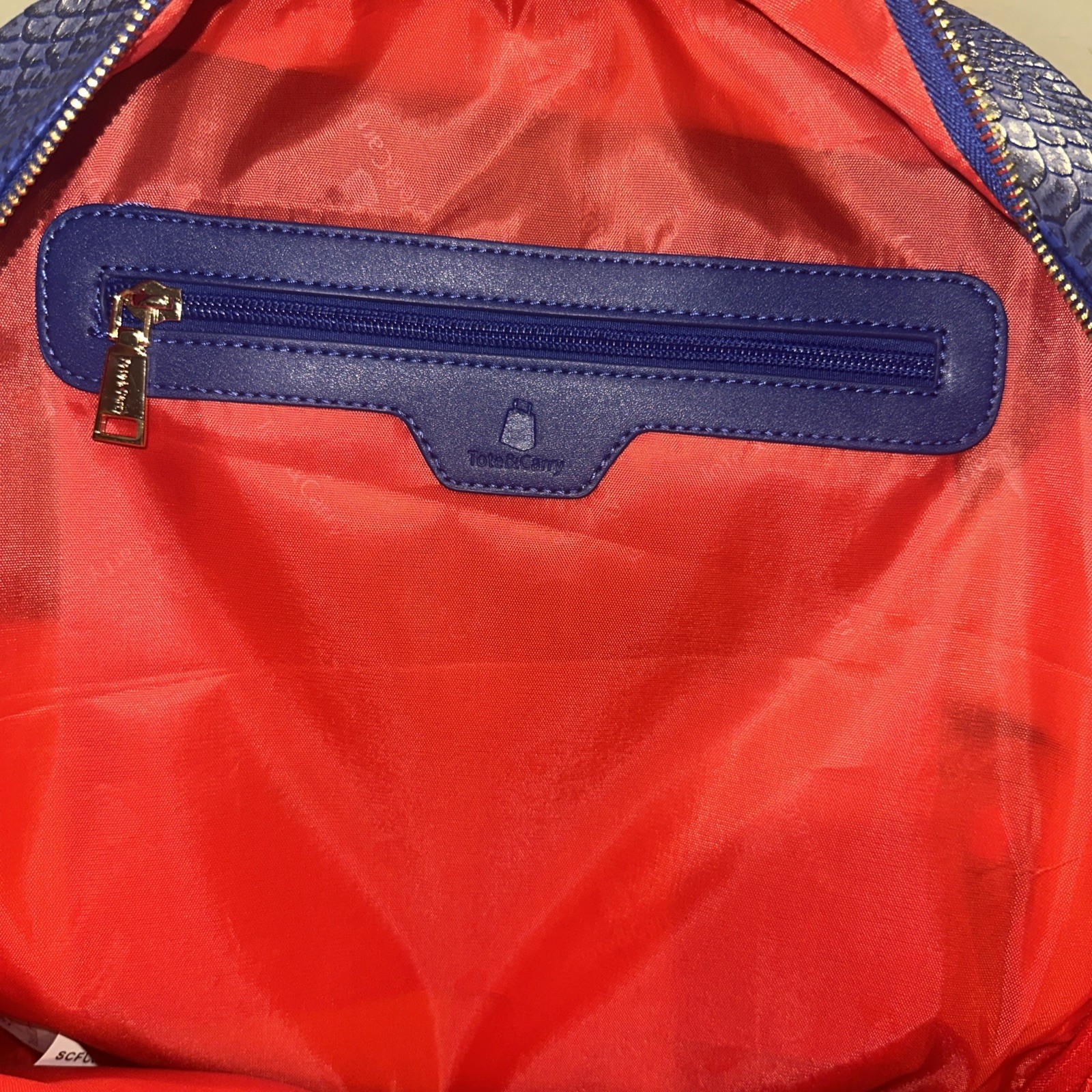 Tote&Carry Tote And Carry Organic Snakeskin Backpack Royal Blue NWT
