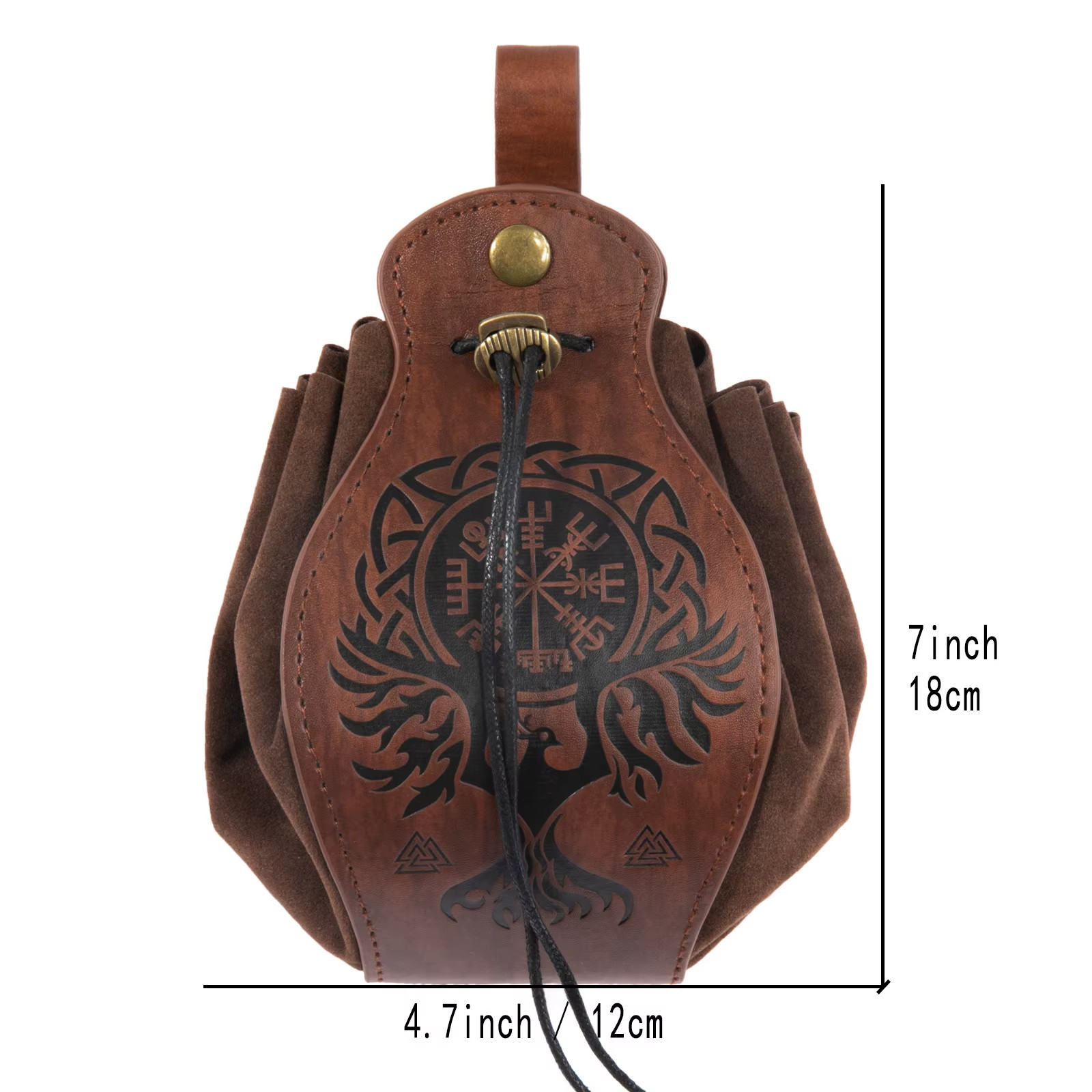 Medieval PU Leather Pouch Vintage Belt Drawstring Purse Viking Waist Bag Cosplay