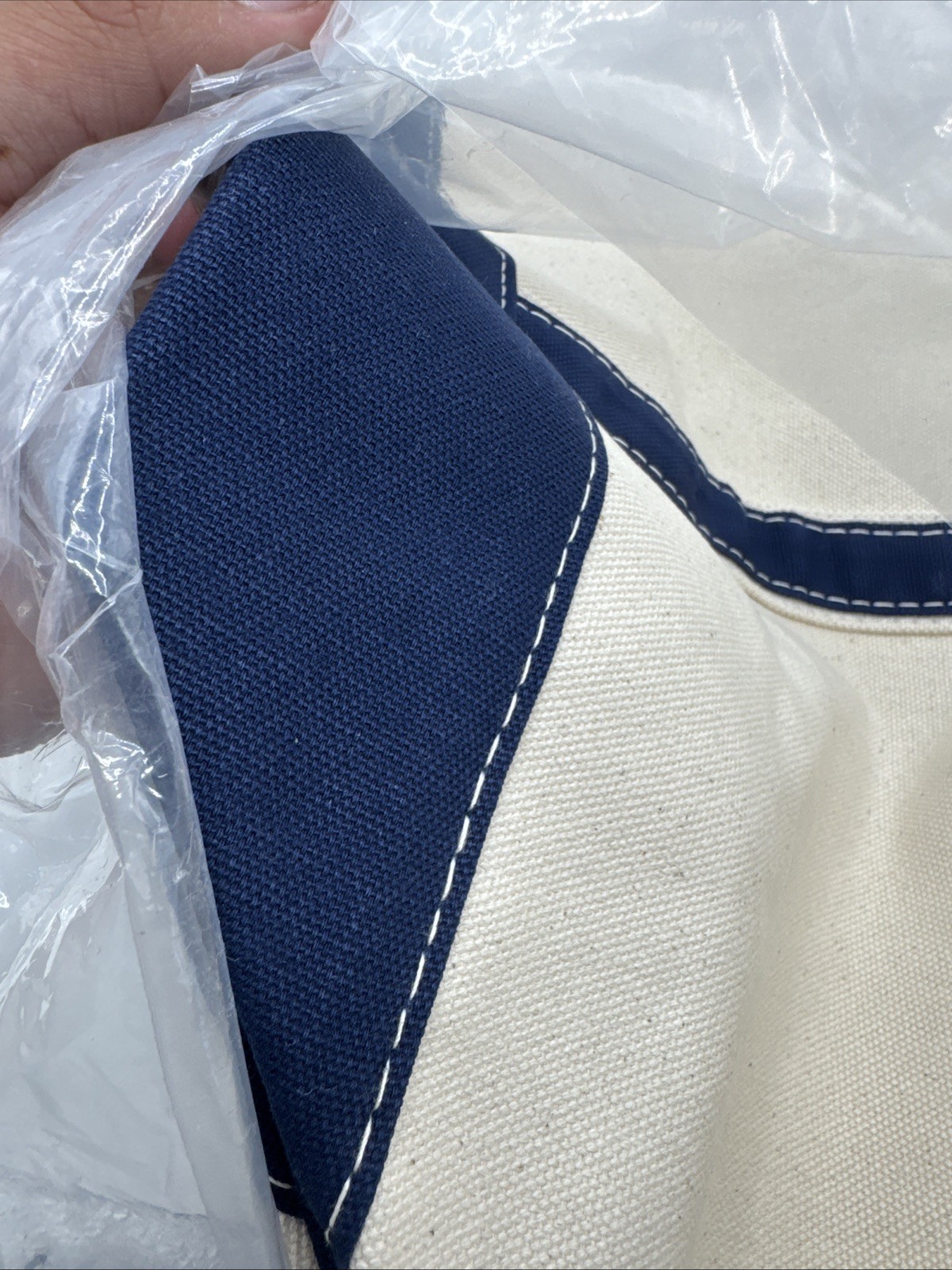 CB Station Bag Large Boat Navy Blue TrimClassic Tote Zipper Canvas Duck Head
