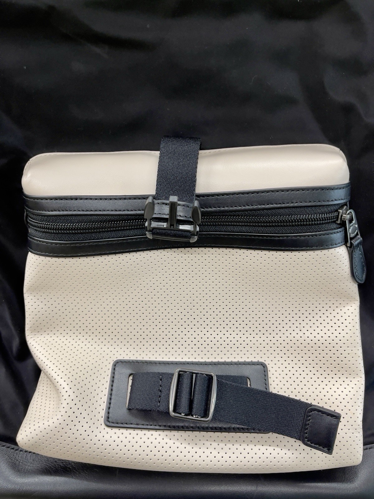 COACH F56662 Explorer Back Pack Perforated Mixed Materials Chalk/Black