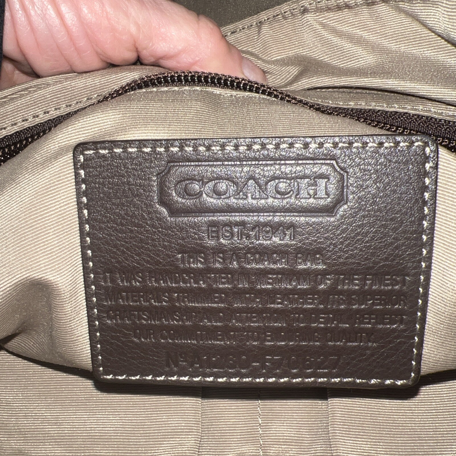 New COACH Heritage Web Green Brown Canvas Logo Leather Messenger Bag #F70627 U2