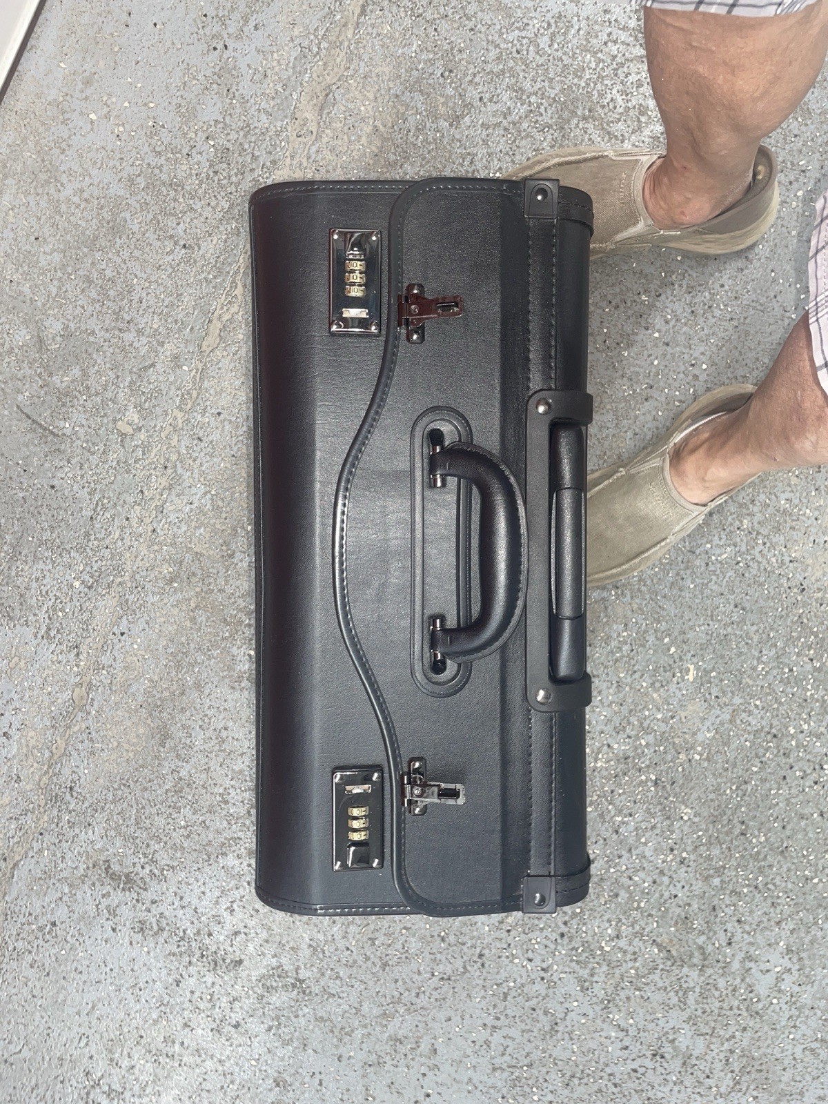 Alpine Swiss Roller Laptop Briefcase Leather Wheeled Upright Black New NOS