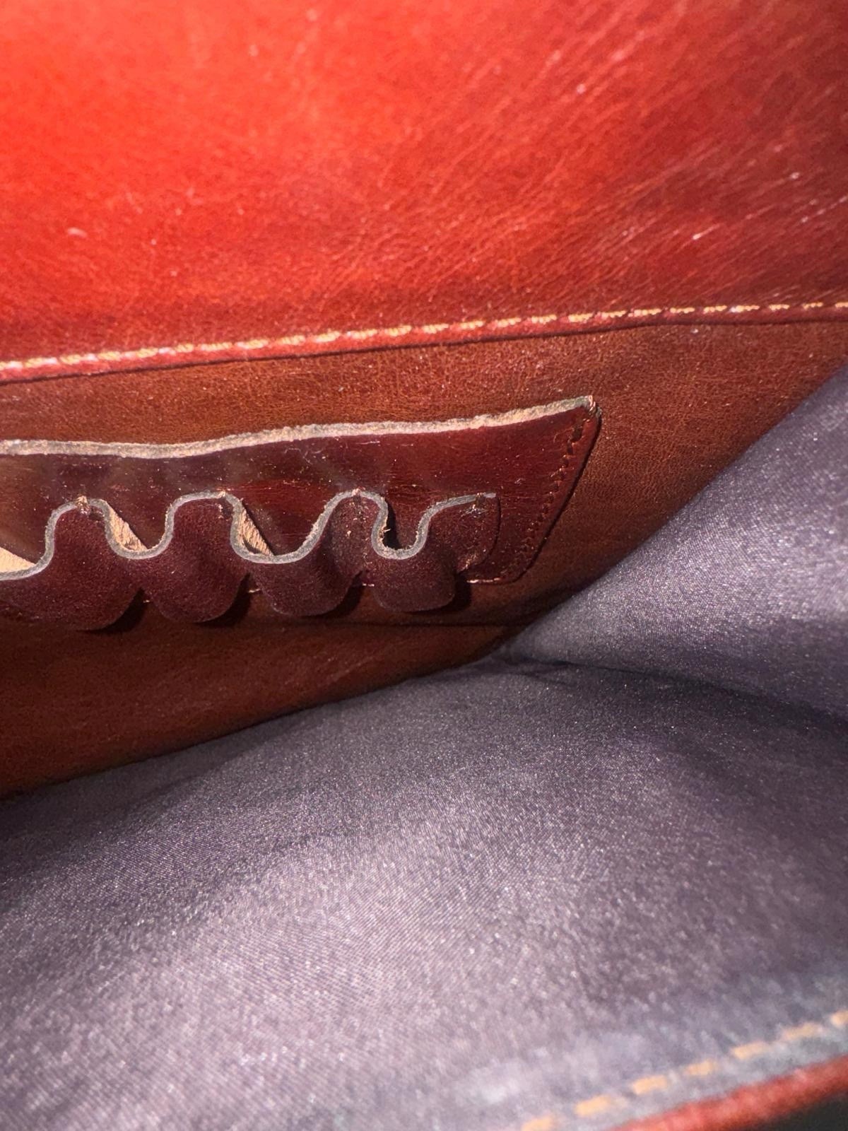 Vintage Burgundy Full‑Grain Leather Briefcase — Brass Hardware