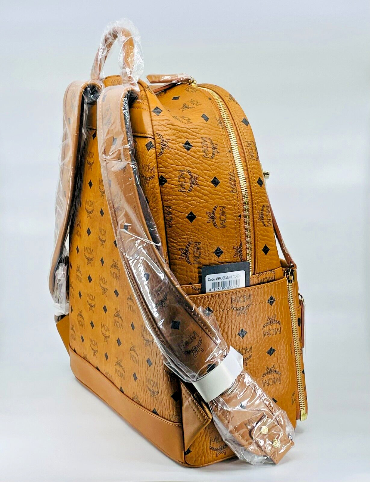 MCM Backpack DUAL STARK Visetos CognacBrown Medium MMK 6sve79 Leather Authentic