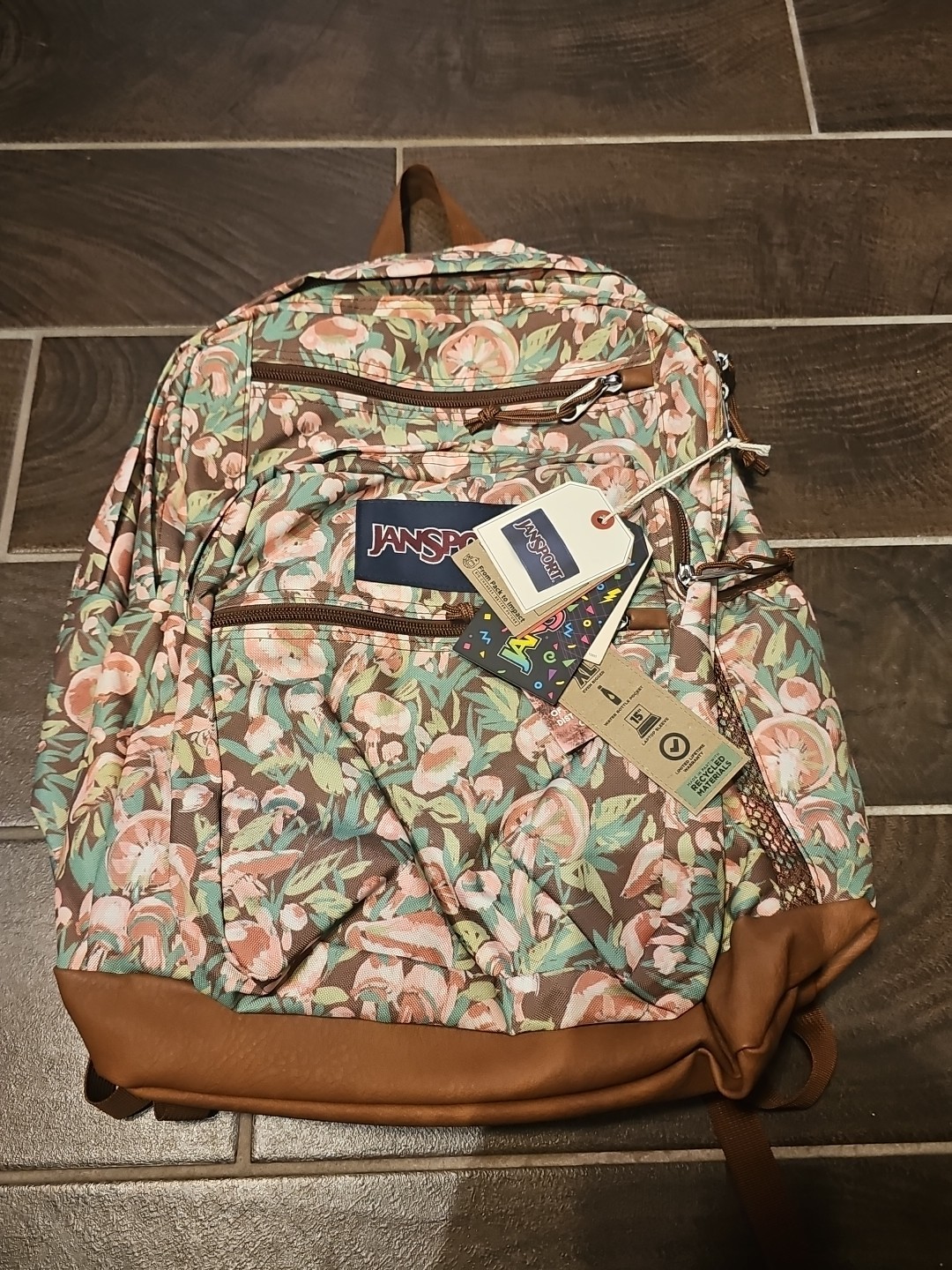 JanSport Cool Student Backpack Painterly Mushrooms NWT