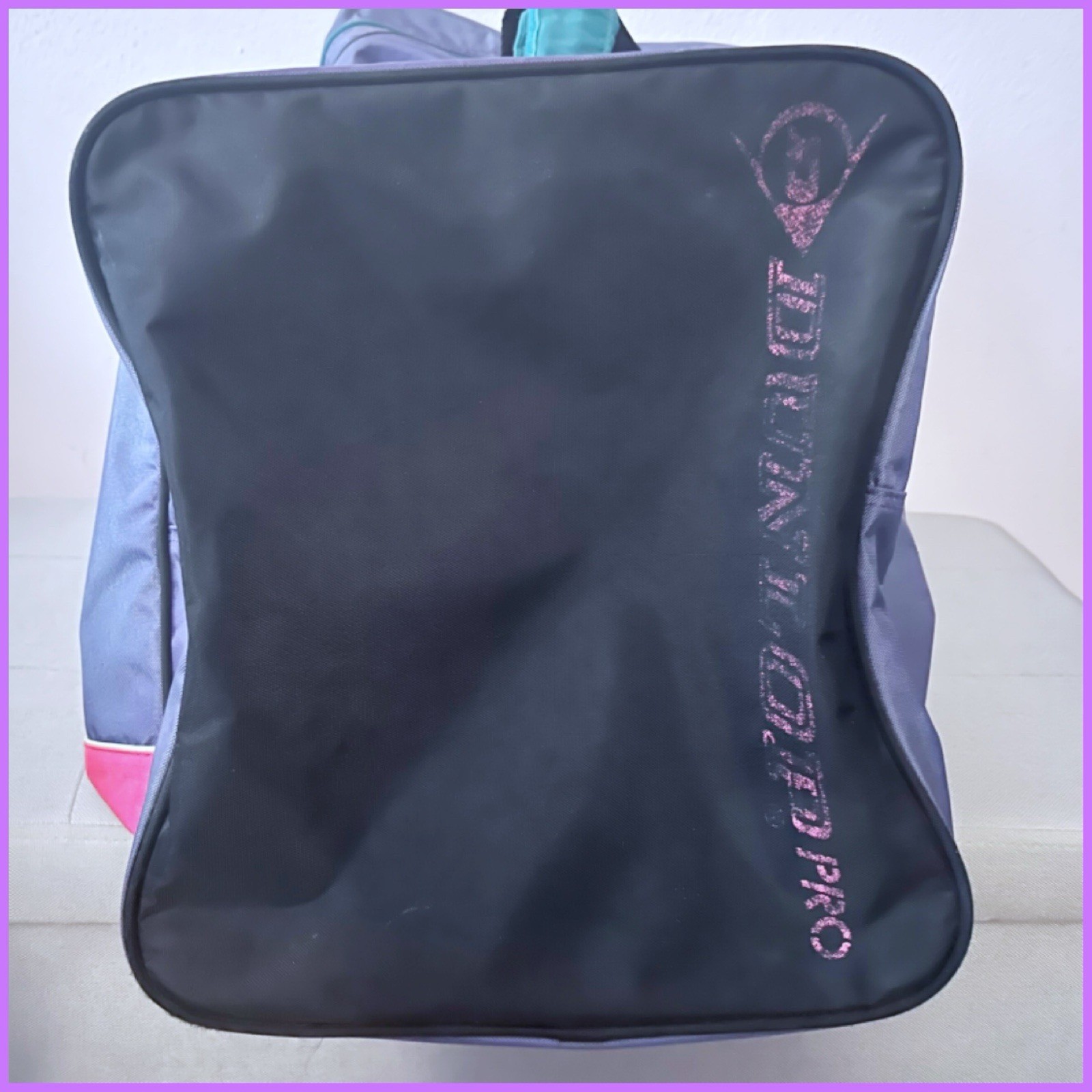 Vintage DUNLOP Sport Pro Equipment Duffle Bag Purple 90s Color Block 25x12x11