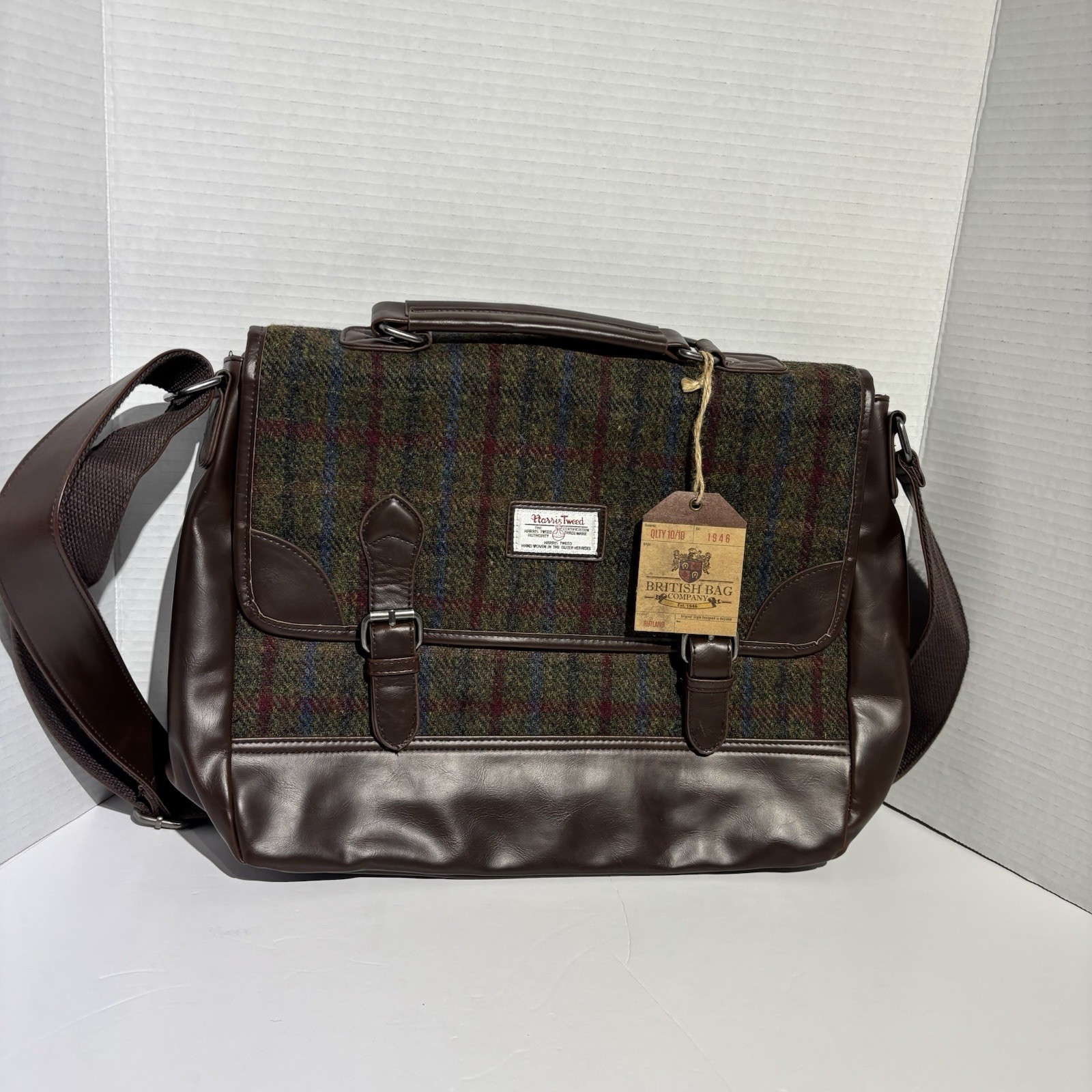 The British Bag Company – Finsbay Harris Tweed PU Briefcase Messenger Bag