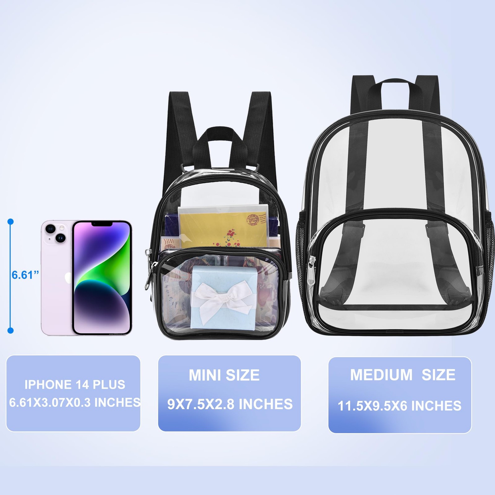 Clear Mini Backpack Stadium Approved for Little Boys & Girls, Transparent Backpa
