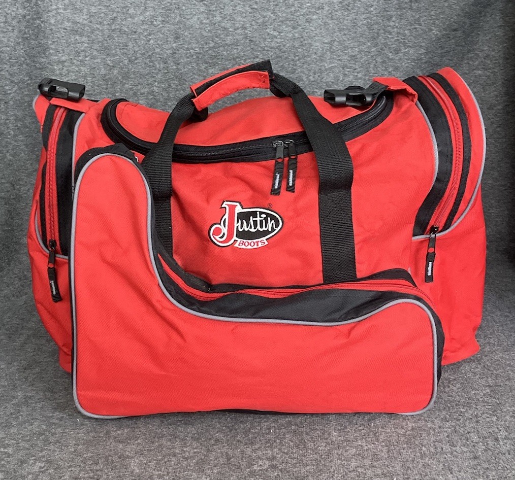 Justin Boots NFR PRCA Wrangler Rodeo Duffle Bag 2007 Large Red Cowboy Western