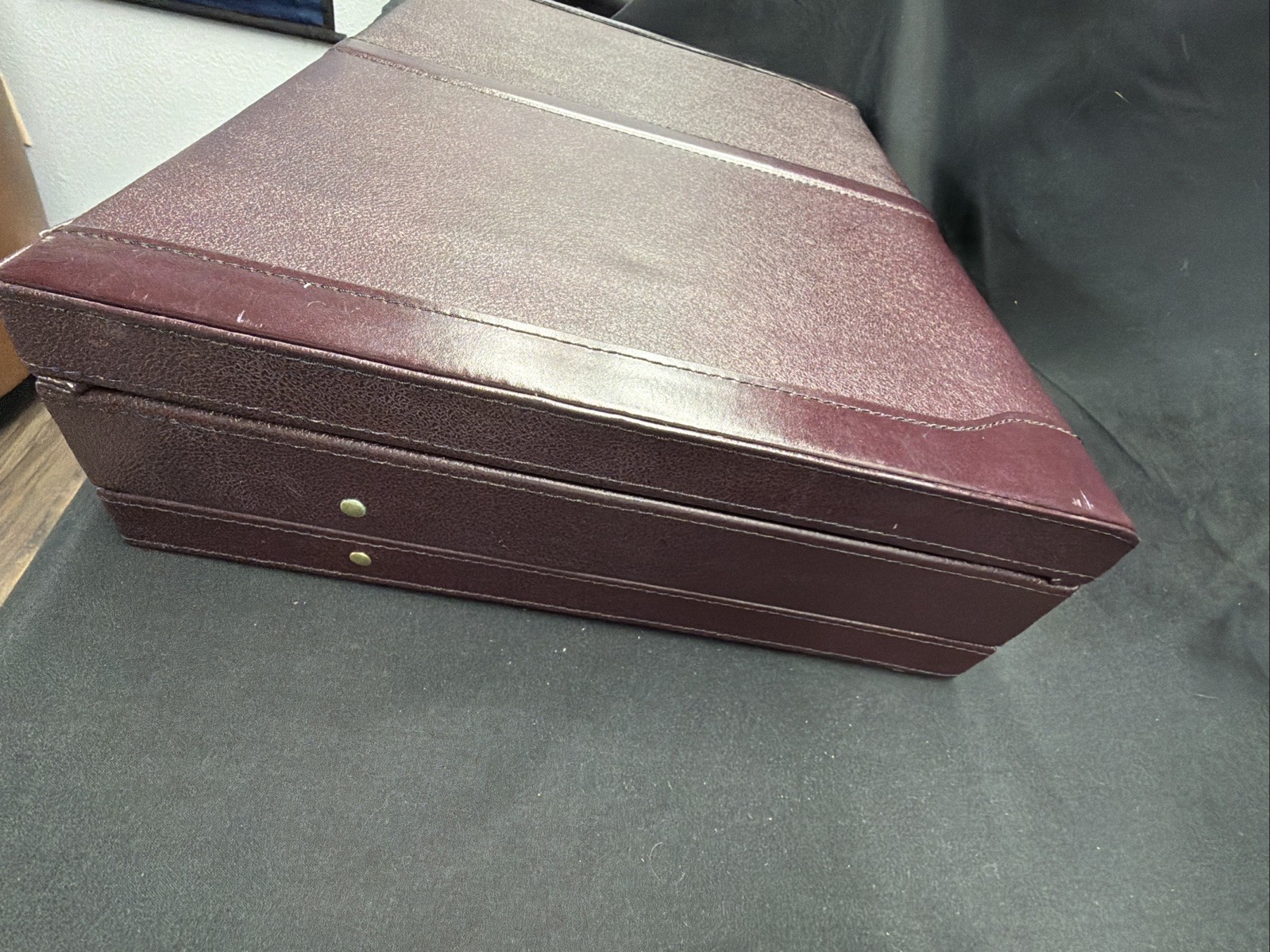 Leather Attache Briefcase Combination Locks Hard Case