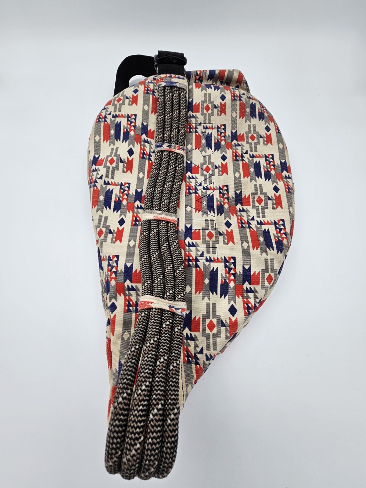 KAVU Sling Backpack Tribal Print Cotton Rope Strap Blue Red White