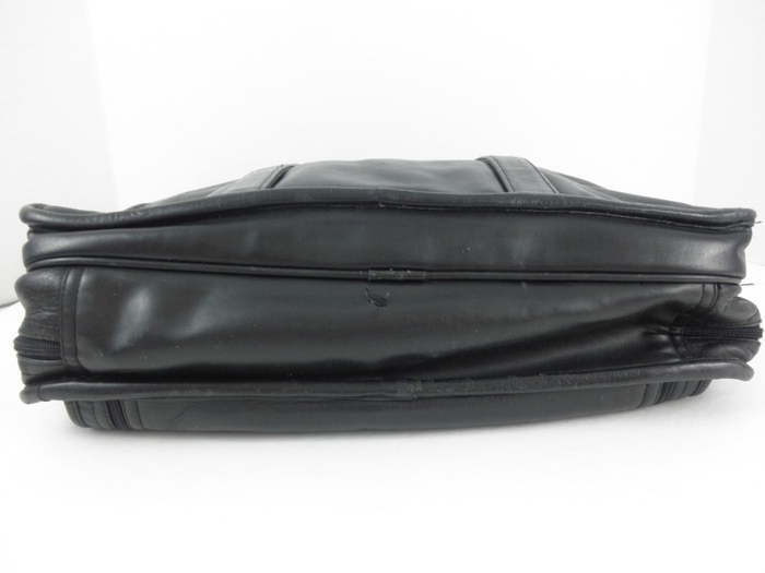 Black Leather Laptop Case Briefcase Expandable Audio Pocket Pinnacle Leather