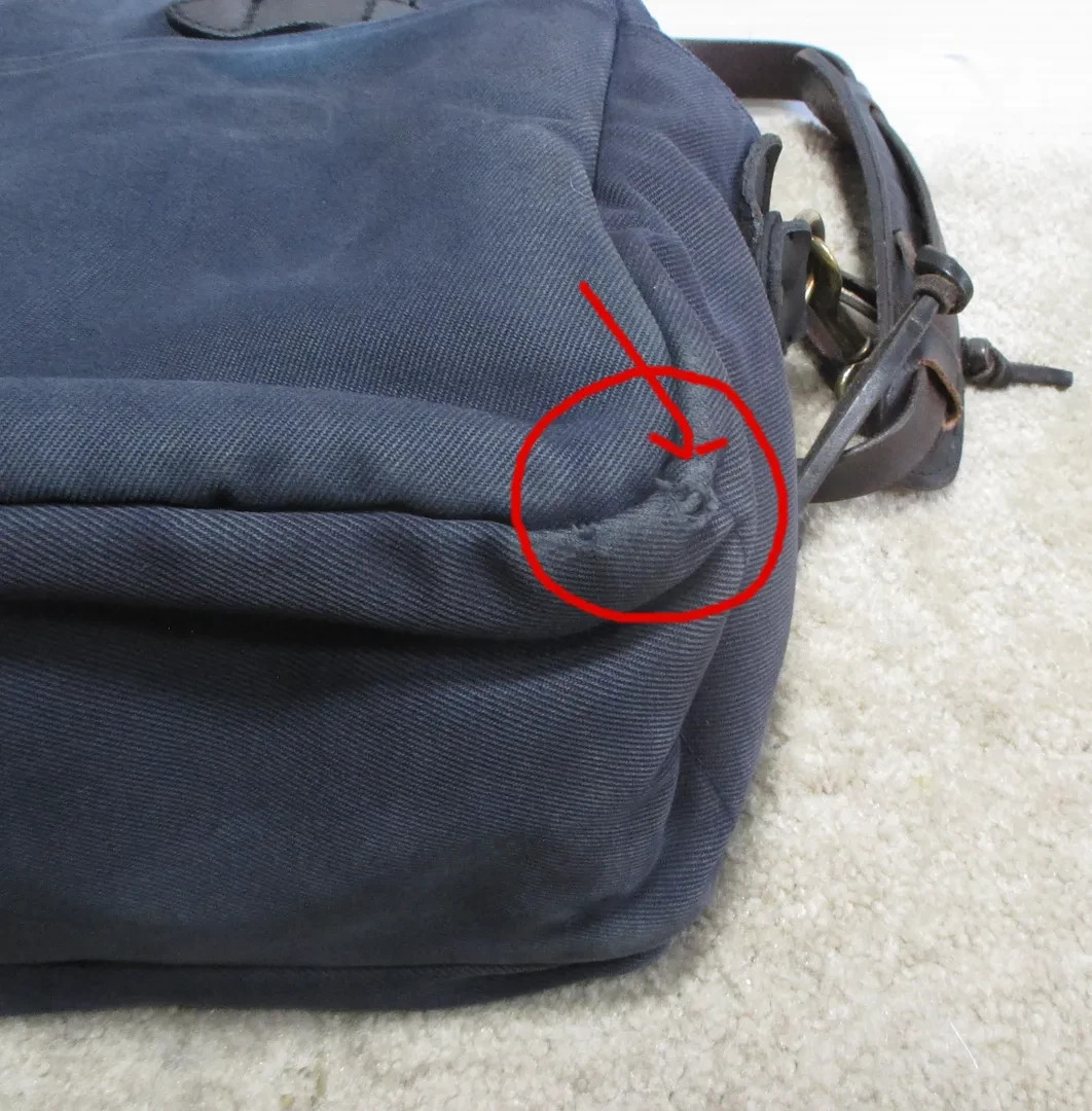 Filson 70258 Navy Blue Rugged Twill Leather Briefcase Laptop Bag