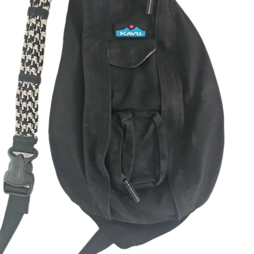 Kavu Rope Sling Cross Body Backpack Shoulder Bag Black Canvas Travel Day Hiking