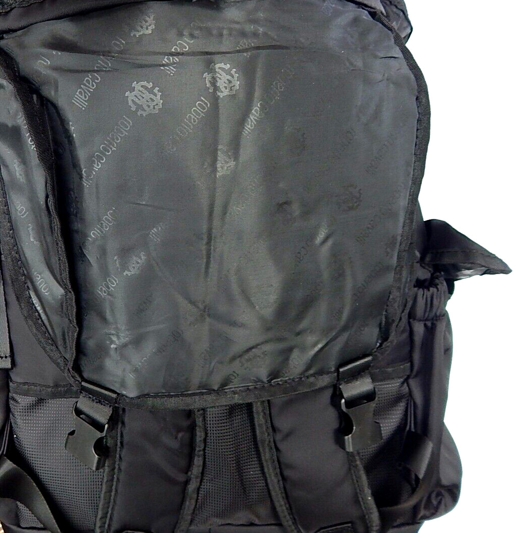 ROBERTO CAVALLI Unisex TRAVEL BACKPACK BLACK NYLON NEW AUTHENTIC