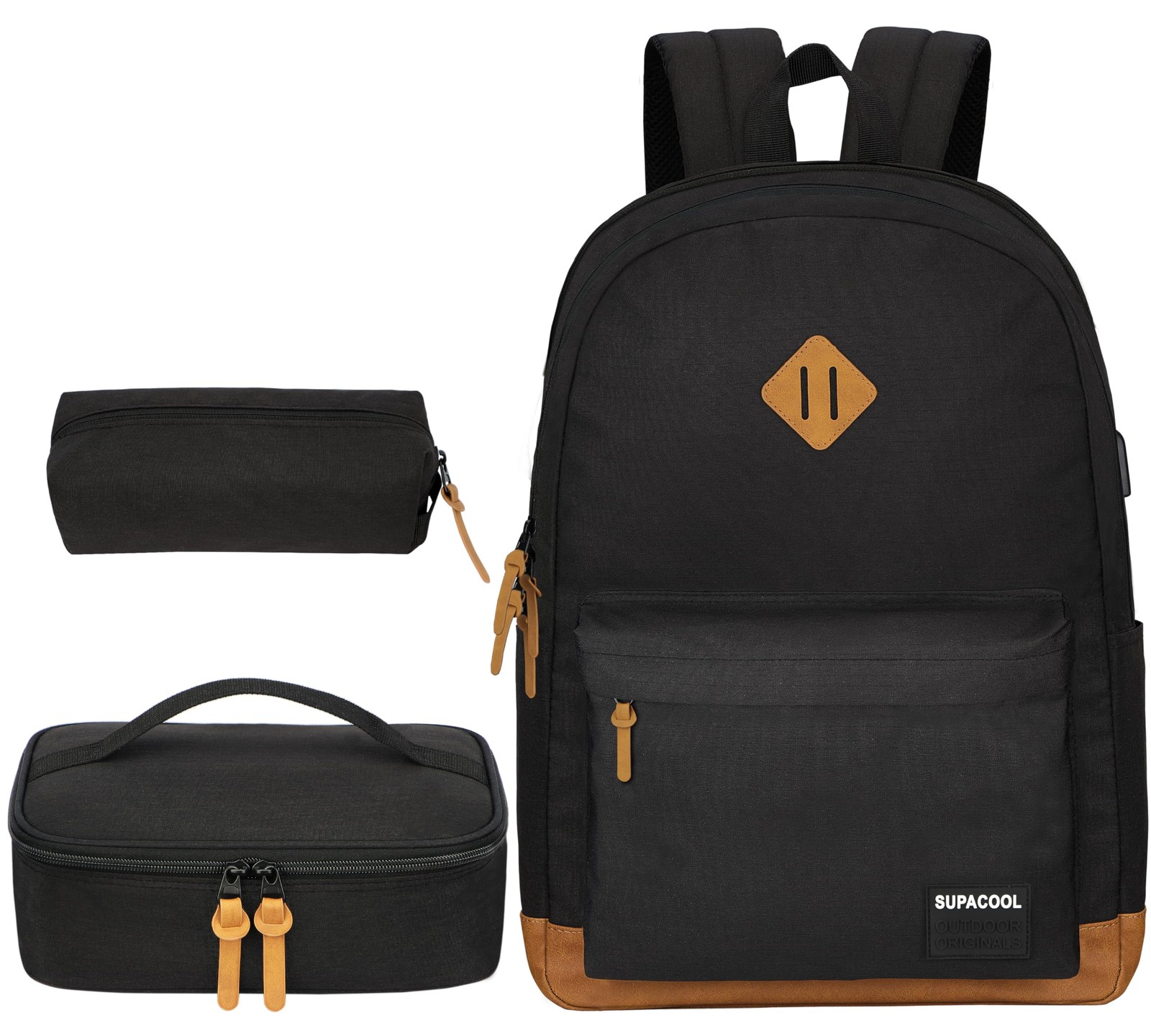 Laptop Backpack 17.3×12.5×5.9 Inch USB Port Lunch & Pencil Bag – School Use