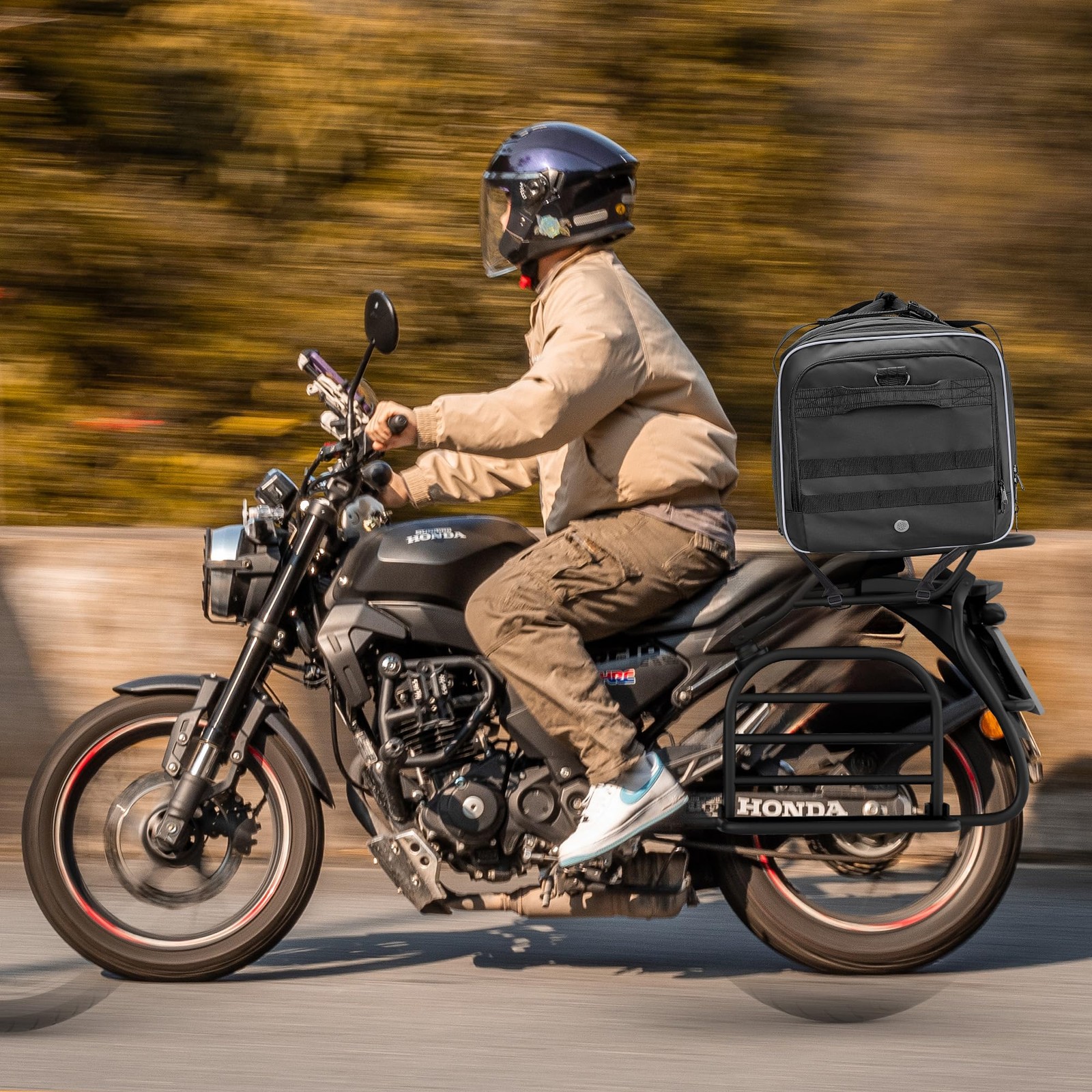 Waterproof Motorcycle Tail Luggage Bag, 48L-64L Expandable, a Rain Cover Incl…