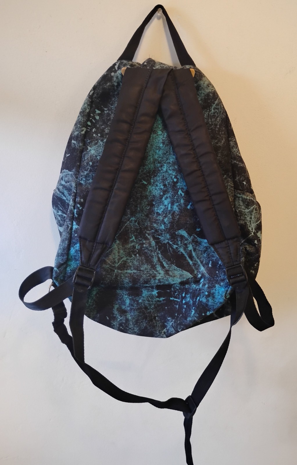 EASTPAK Backpack Made In USA Triangle Logo Acid Wash Neon Blue With Grey