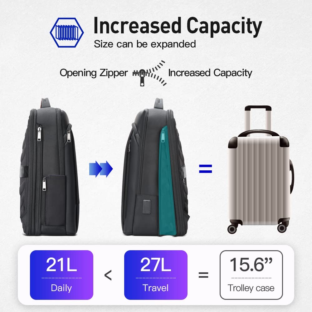 Expandable Travel Professional Men Business Laptop Backpack 15.6 inch Work Sm…