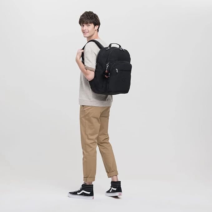 Size (13.75 X 17.25 X 8.25)- Kipling Seoul Go Laptop Backpack, Black Tonal.
