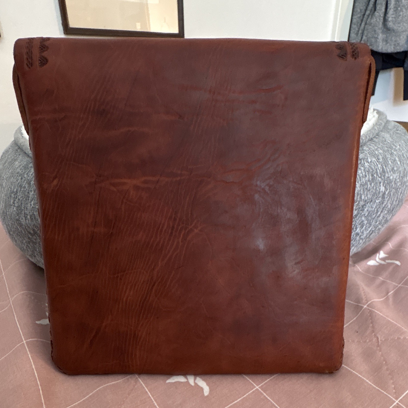 Brown Messenger Bag Shoulder Strap Buckle Closure Solid Unisex Adults