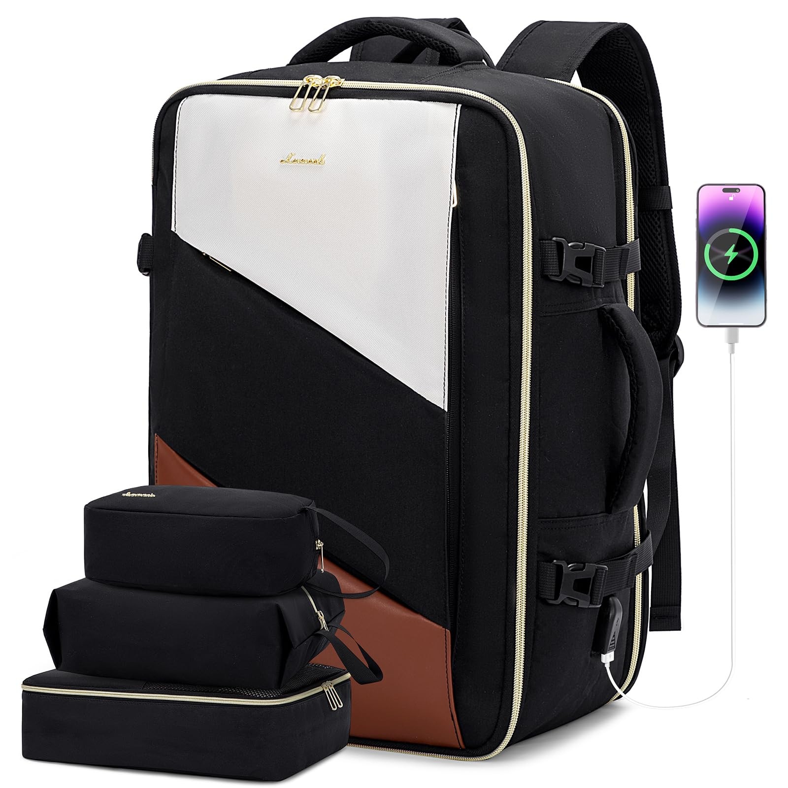 Carry on Travel Backpack, Large 40L for Men & Women Flight Approved with USB …